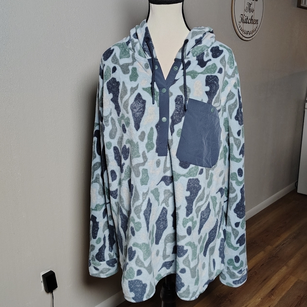 Ascend Gray Blue Green Camouflage Fleece Hoodie